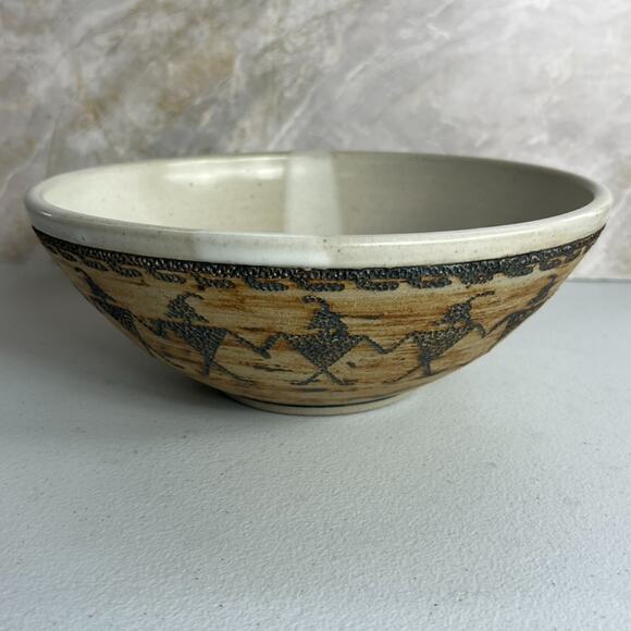 Andrea Winters Art Pottery Bowl 9.5" Folk Art Native American Pottery - Picture 7 of 15